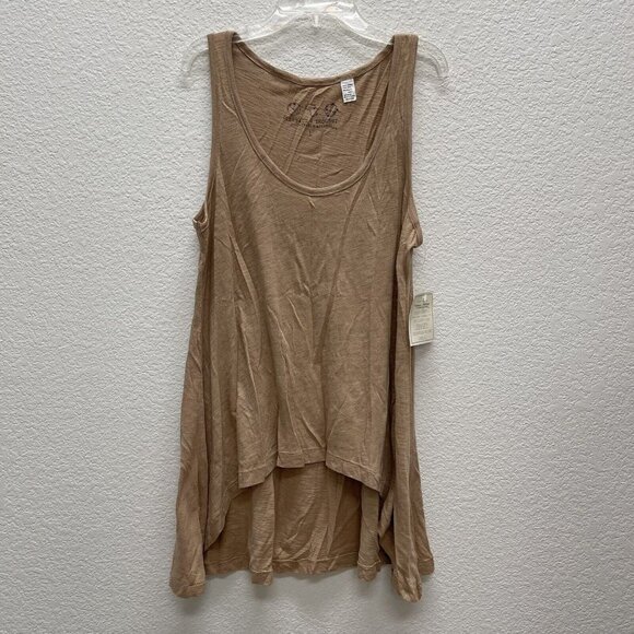 New Threads for Thought Womens Large Tank Top Tan Dolce Cotton Modal High Low - Picture 1 of 8
